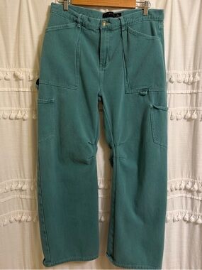 Lioness  Miami Vice Wide Leg Cargo Pants in Green Size XL 100% Cotton